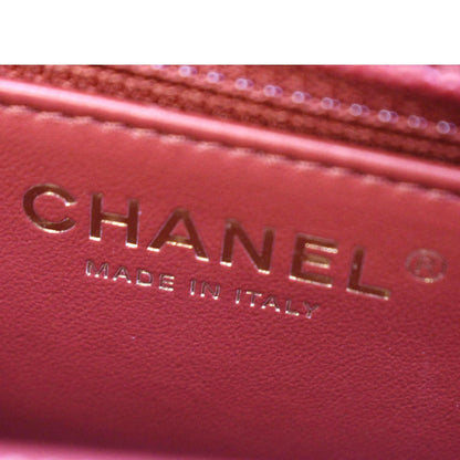 CHANEL Medium Coco Quilted Caviar Leather Top Handle Shoulder Bag Red