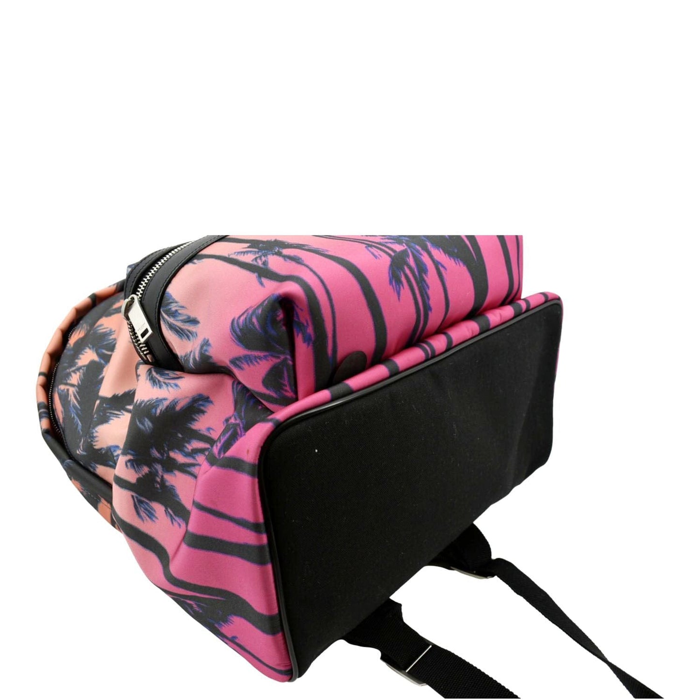 YVES SAINT LAURENT City Palm Print Canvas Backpack Bag Orange