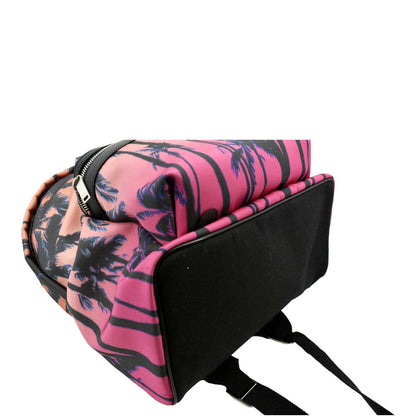 YVES SAINT LAURENT City Palm Print Canvas Backpack Bag Orange