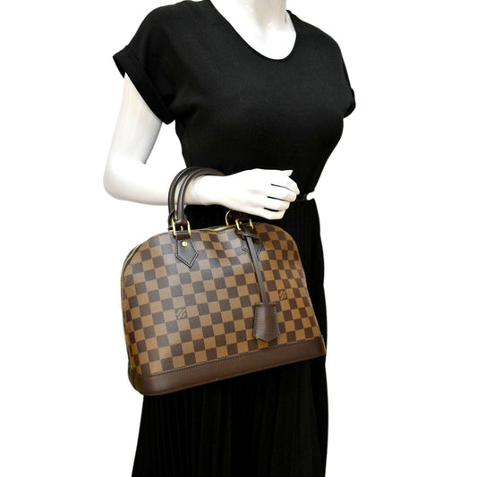 LOUIS VUITTON Alma PM Damier Ebene Satchel Bag Brown