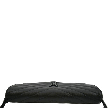 YVES SAINT LAURENT Cassandre Chain Wallet Leather Crossbody Bag Black