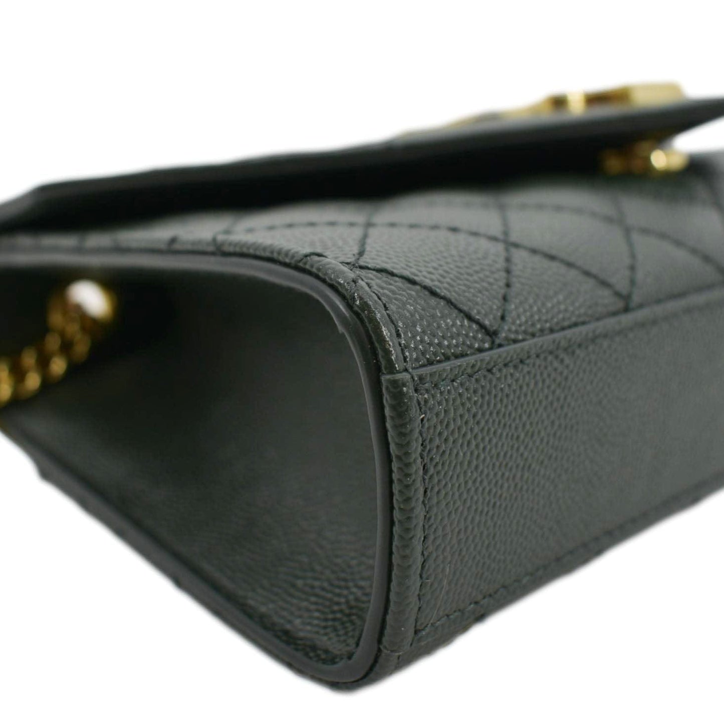 YVES SAINT LAURENT Small Envelope Matelassé Leather Shoulder Bag Green