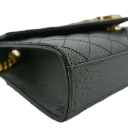 YVES SAINT LAURENT Small Envelope Matelassé Leather Shoulder Bag Green