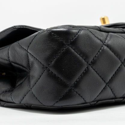 Chanel Pearl Crush Mini Rectangular Flap Bag Lambskin BLACK  (Microchip)