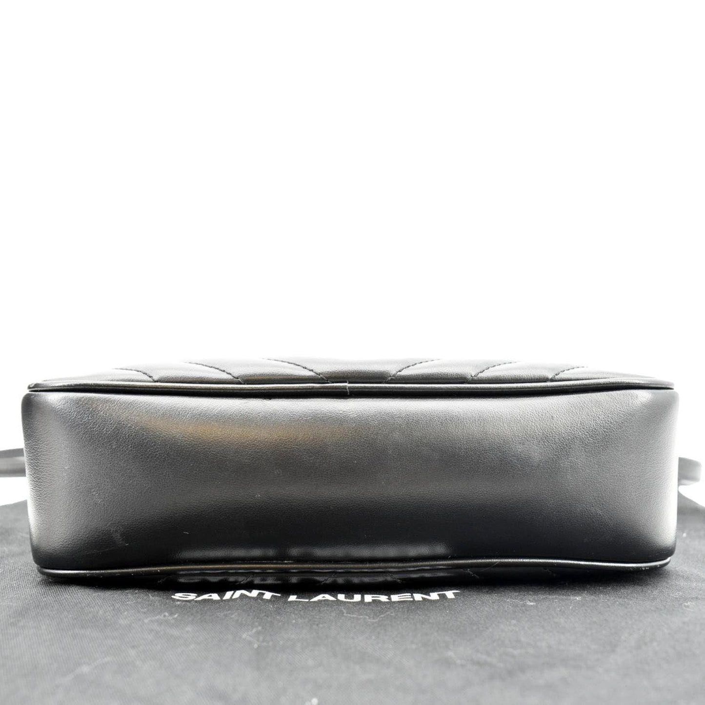 YVES SAINT LAURENT Lou Chevron Leather Camera Crossbody Bag Black