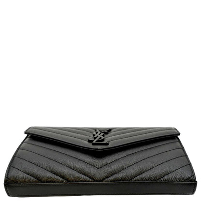 YVES SAINT LAURENT Cassandre Matelasse Chain Wallet Crossbody Bag Black