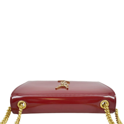 YVES SAINT LAURENT Kate Leather Chain Clutch Crossbody Bag Red