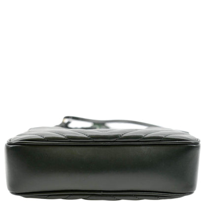 YVES SAINT LAURENT Lou Chevron Leather Camera Crossbody Bag Green