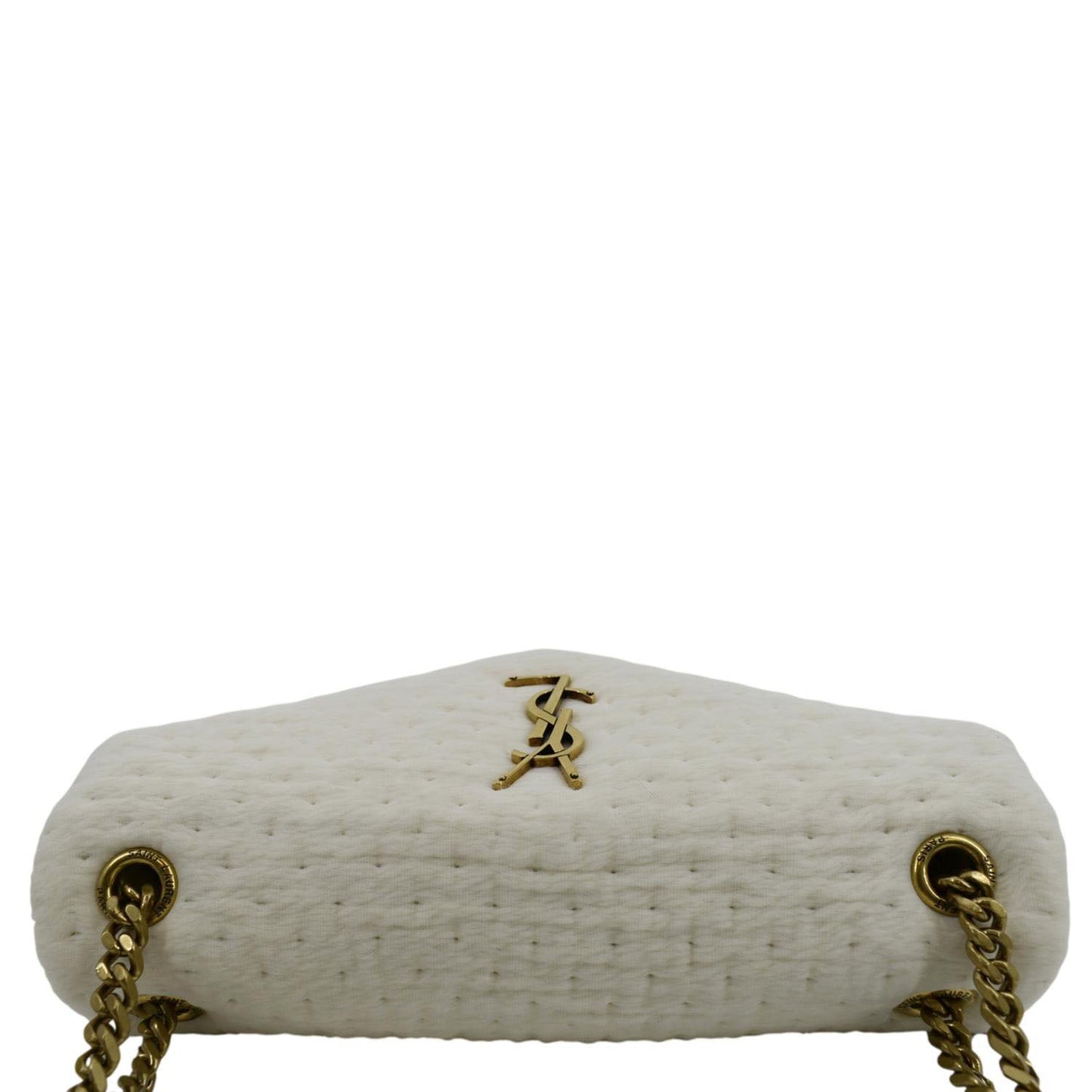 YVES SAINT LAURENT Calypso Organza Leather Crossbody Bag White