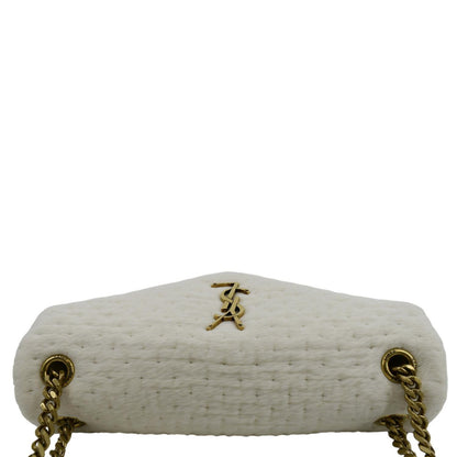 YVES SAINT LAURENT Calypso Organza Leather Crossbody Bag White