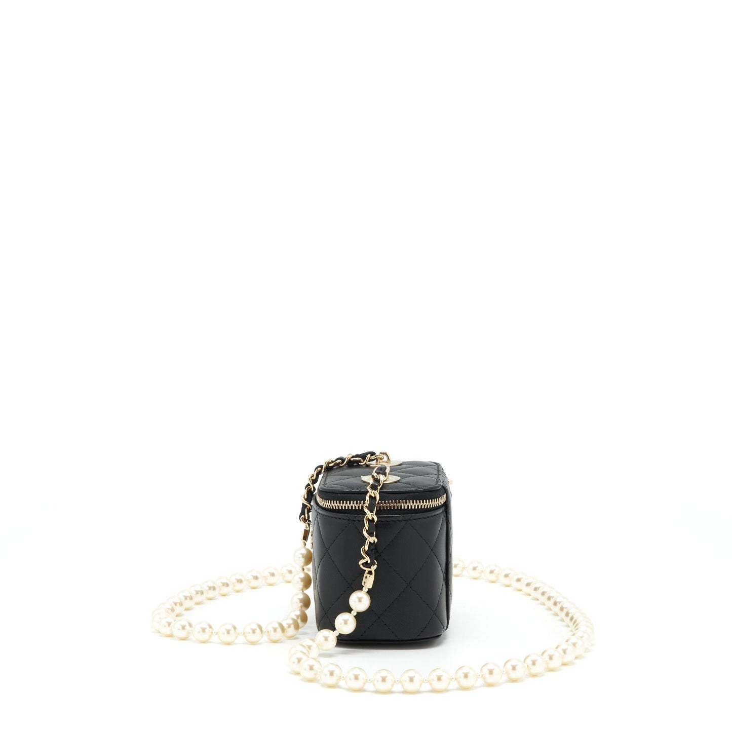 Chanel Mini Vanity With Pearl Chain Lambskin Black L