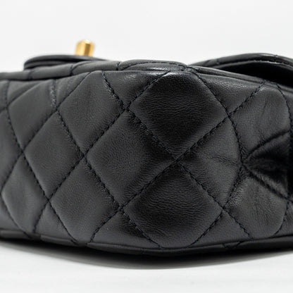 Chanel Pearl Crush Mini Rectangular Flap Bag Lambskin BLACK  (Microchip)