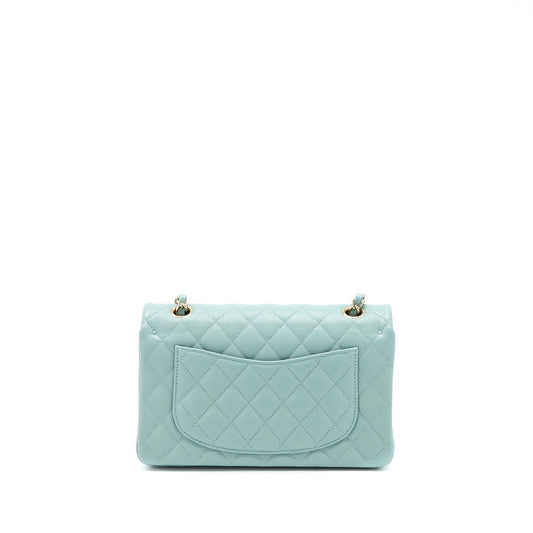 Chanel 22C Small Classic Double Flap Bag Caviar NG124 Greyish Green L (Microchip)