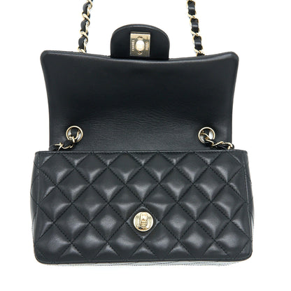 Chanel Mini Rectangular Flap Bag Lambskin Black L
