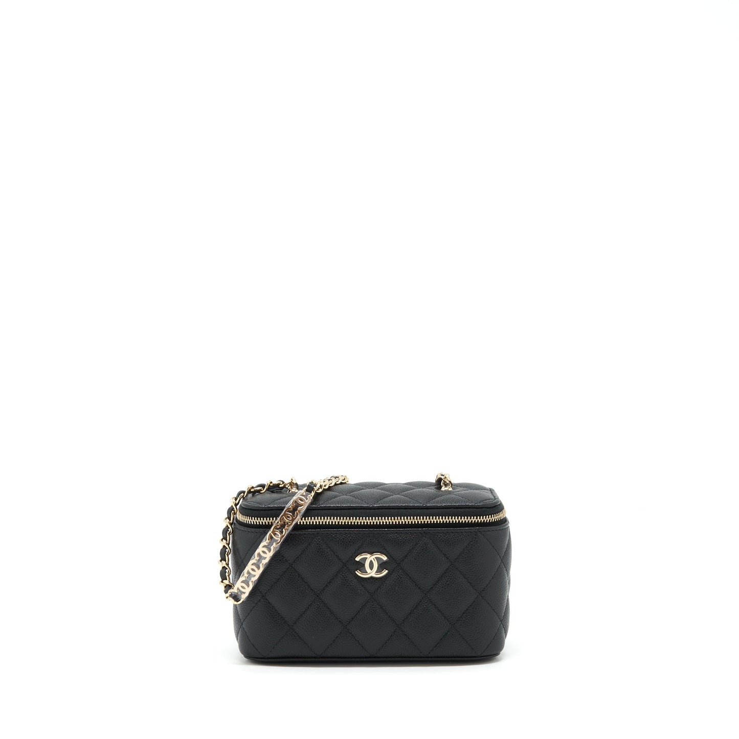 Chanel 22P Long Vanity With CC Logo Chain Caviar Black L