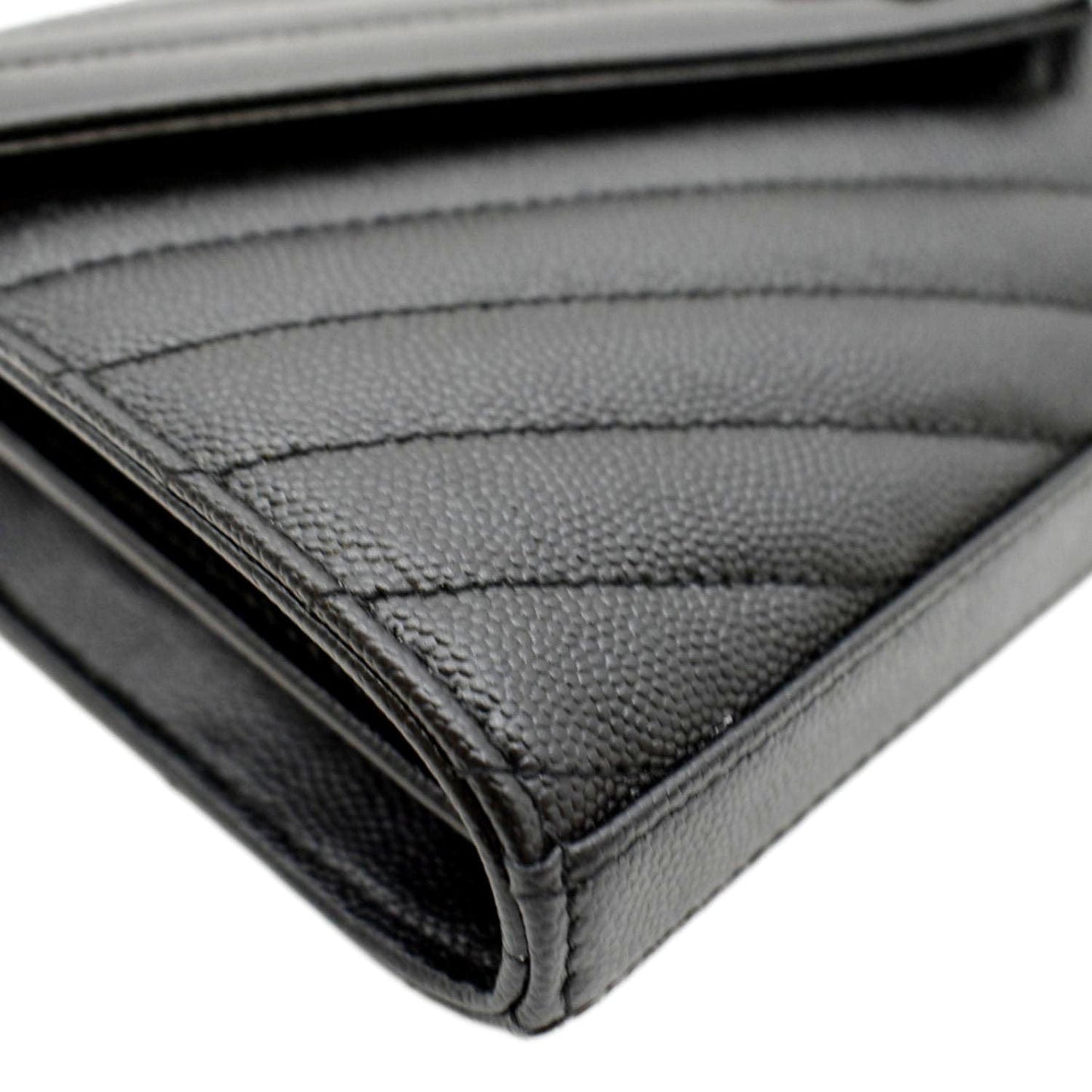 YVES SAINT LAURENT Cassandre Matelasse Chain Wallet Crossbody Bag Black