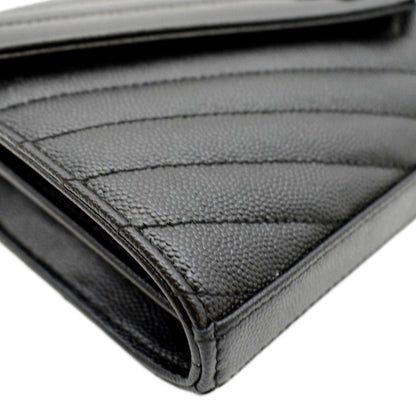 YVES SAINT LAURENT Cassandre Matelasse Chain Wallet Crossbody Bag Black
