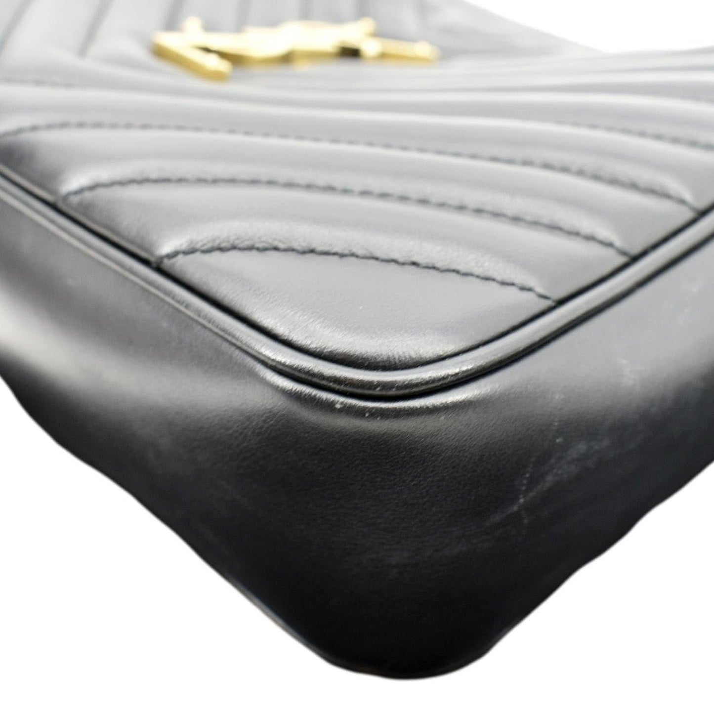 YVES SAINT LAURENT Lou Chevron Leather Camera Crossbody Bag Black