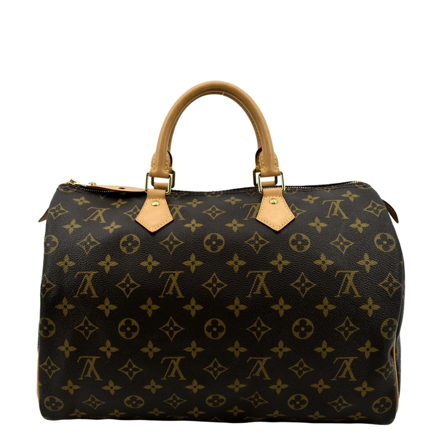 LOUIS VUITTON Speedy 35 Monogram Canvas Satchel Bag Brown