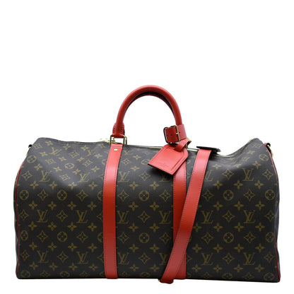 LOUIS VUITTON Keepall 50 Monogram Canvas Travel Bag Red
