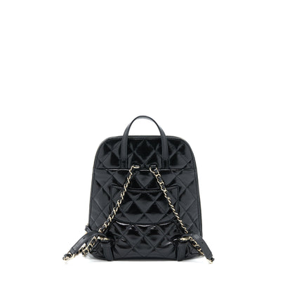Chanel 22A Quilted Backpack Shiny Calfskin Black L (Microchip)