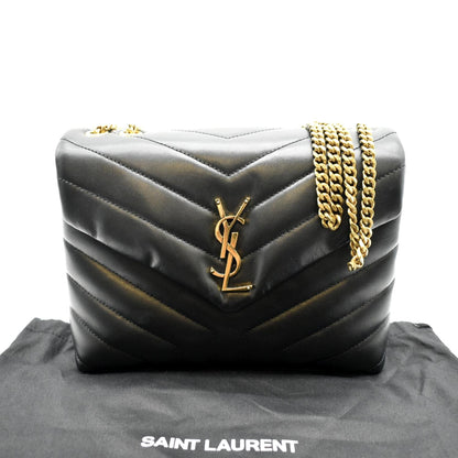 YVES SAINT LAURENT Loulou Small Matelasse Leather Chain Shoulder Bag Black