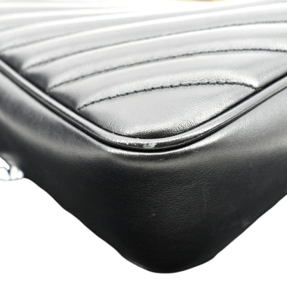 YVES SAINT LAURENT Lou Chevron Leather Camera Crossbody Bag Black