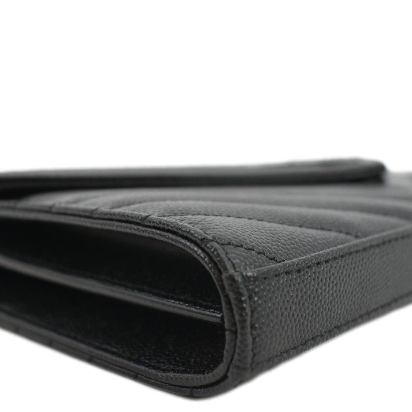 YVES SAINT LAURENT Cassandre Chain Wallet Leather Crossbody Bag Black