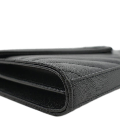 YVES SAINT LAURENT Cassandre Chain Wallet Leather Crossbody Bag Black