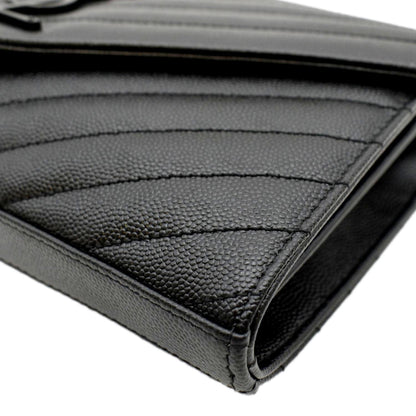 YVES SAINT LAURENT Cassandre Matelasse Chain Wallet Crossbody Bag Black