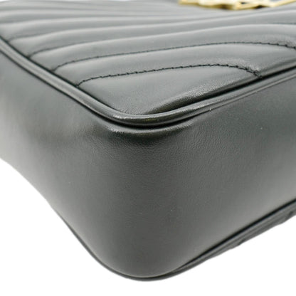 YVES SAINT LAURENT Lou Chevron Leather Camera Crossbody Bag Green