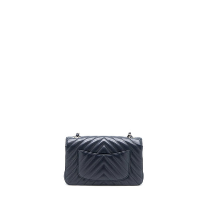 Chanel Mini Rectangular Flap Bag Chevron Lambskin Navy