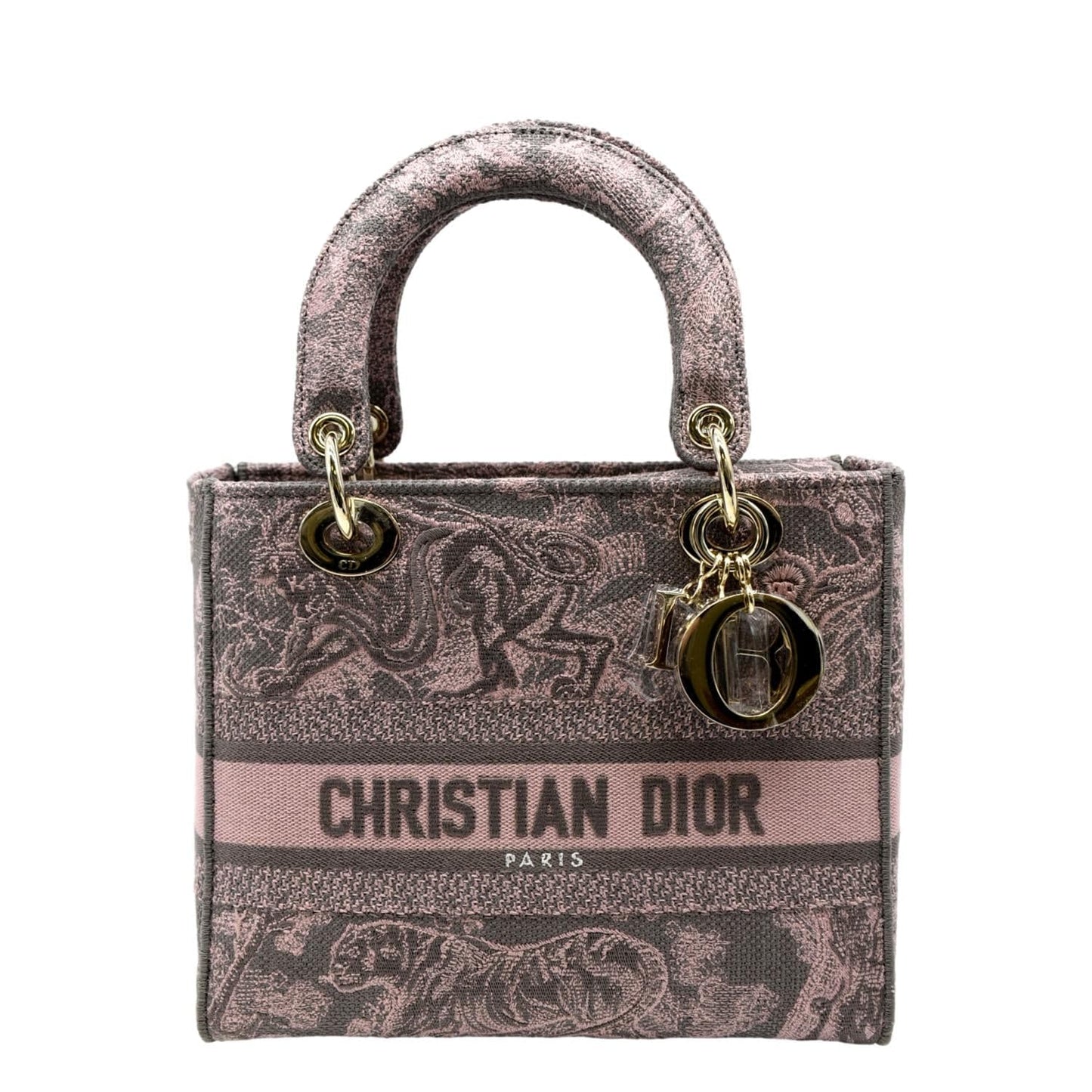 CHRISTIAN DIOR Medium Lady D-Lite Embroidered Canvas Shoulder Bag Rose Des