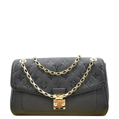 LOUIS VUITTON Saint Germain MM Monogram Empreinte Leather Shoulder Bag Black