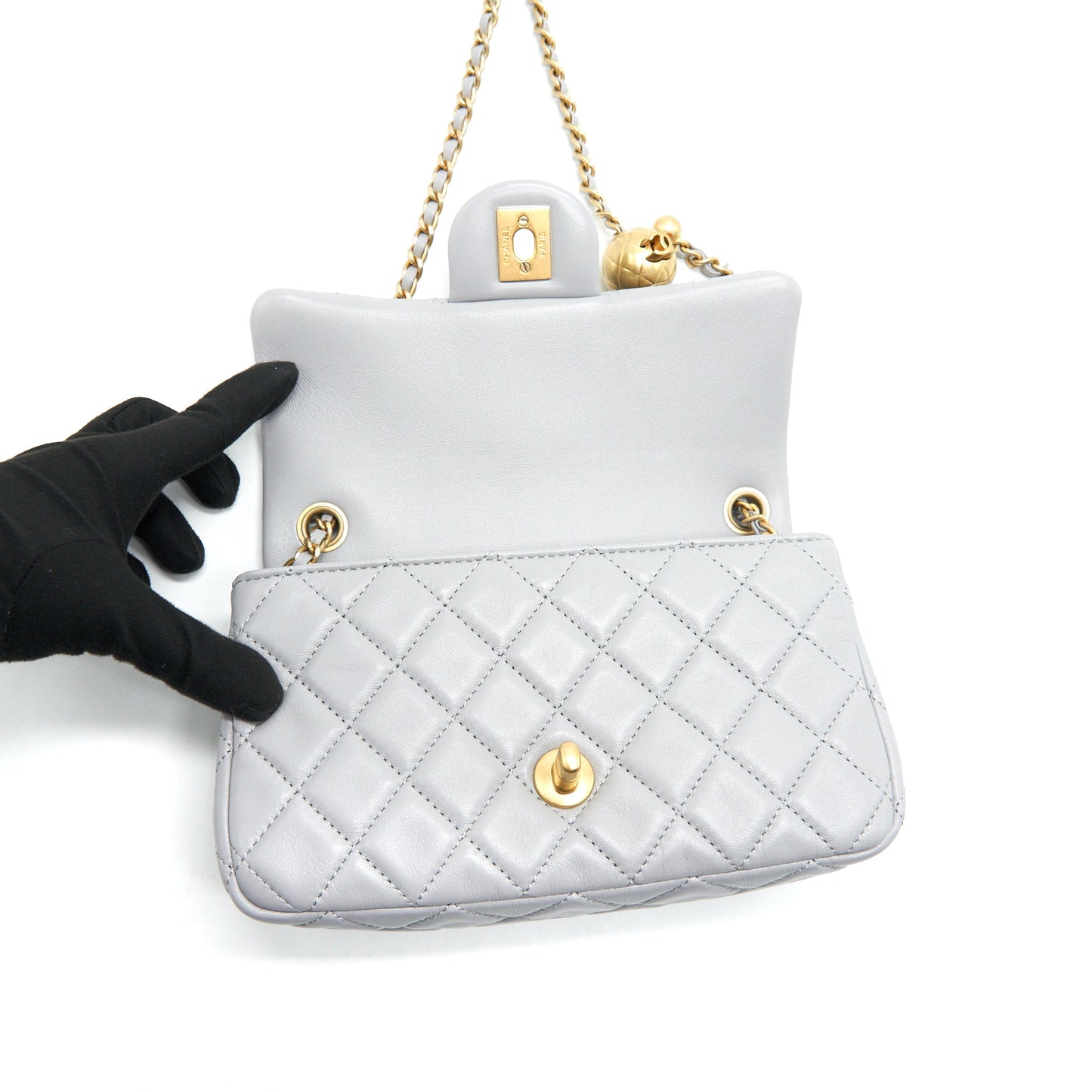 Chanel 21B pearl Crush Mini Rectangular Flap Bag Grey