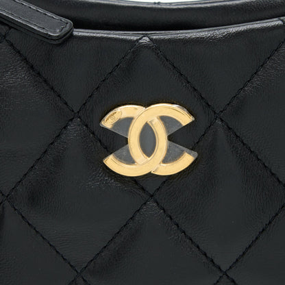 Chanel 22K Hobo Shoulder Bag Lambskin Black  (Microchip)
