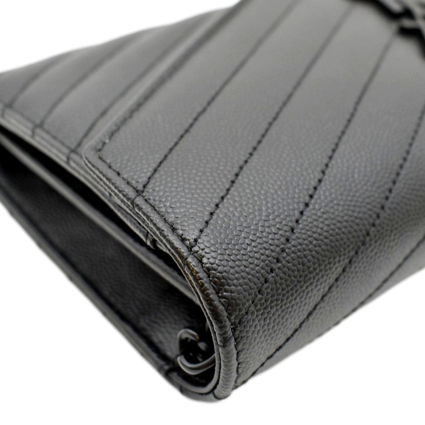 YVES SAINT LAURENT Cassandre Matelasse Chain Wallet Crossbody Bag Black