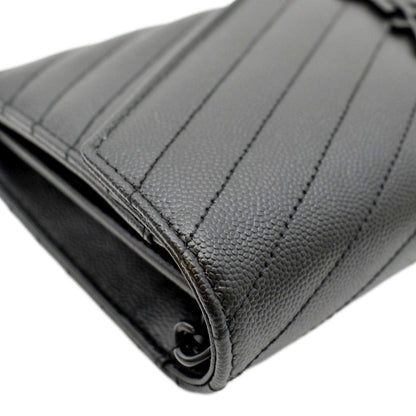 YVES SAINT LAURENT Cassandre Matelasse Chain Wallet Crossbody Bag Black