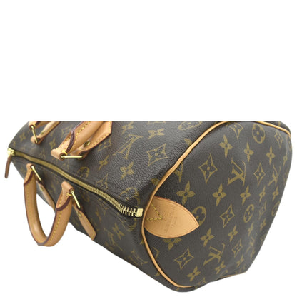 LOUIS VUITTON Speedy 35 Monogram Canvas Satchel Bag Brown