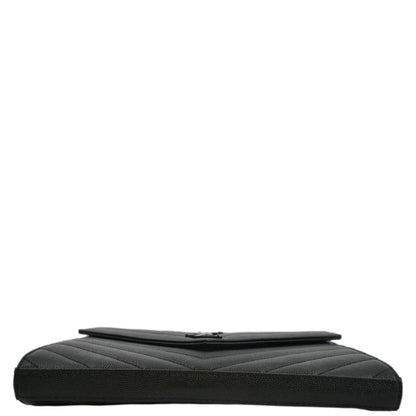 YVES SAINT LAURENT Cassandre Chain Wallet Leather Crossbody Bag Black