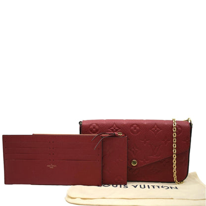 LOUIS VUITTON Pochette Felicie Monogram Empreinte Chain Wallet Red