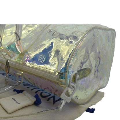 LOUIS VUITTON Keepall Bandouliere Embossed Monogram PVC Prism Travel Bag Iridescent