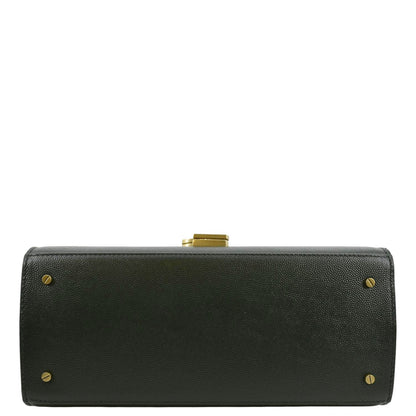 YVES SAINT LAURENT Cassandra Top Handle Leather Shoulder Bag Green