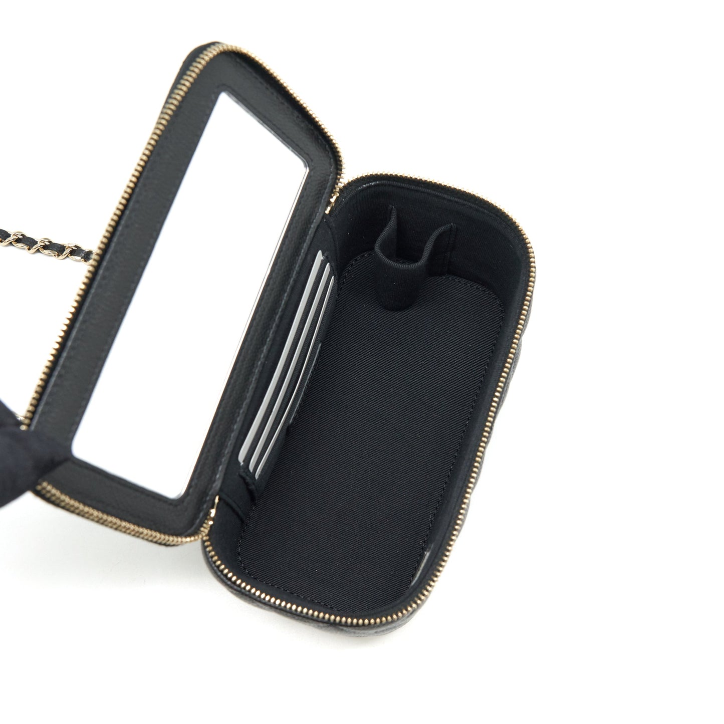 Chanel 22P Long Vanity With CC Logo Chain Caviar Black L