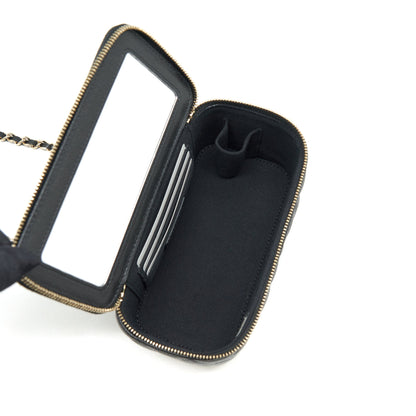 Chanel 22P Long Vanity With CC Logo Chain Caviar Black L