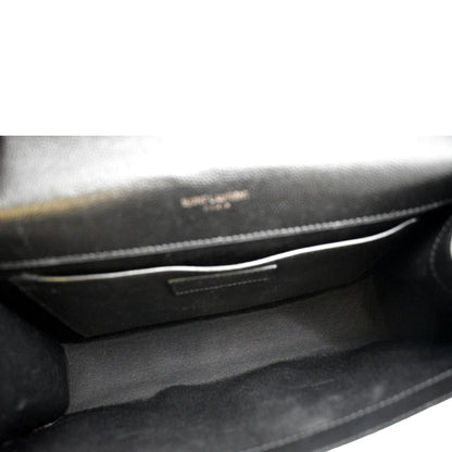 YVES SAINT LAURENT Kate Leather Chain Clutch Crossbody Bag Black