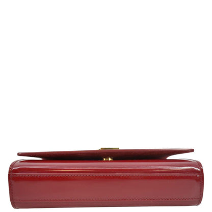 YVES SAINT LAURENT Kate Leather Chain Clutch Crossbody Bag Red