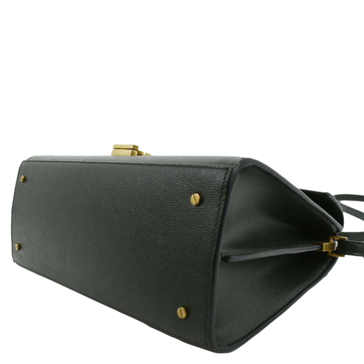 YVES SAINT LAURENT Cassandra Top Handle Leather Shoulder Bag Green