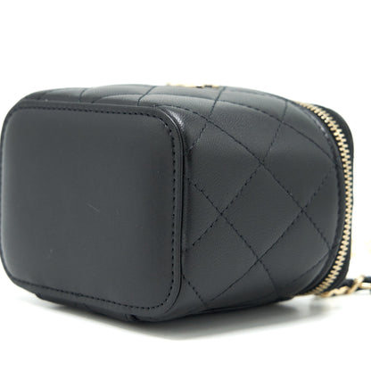 Chanel Mini Vanity With Pearl Chain Lambskin Black L