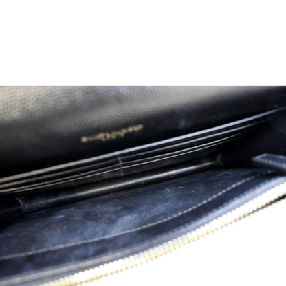 YVES SAINT LAURENT Cassandre Matelasse Chain Wallet Crossbody Bag Black